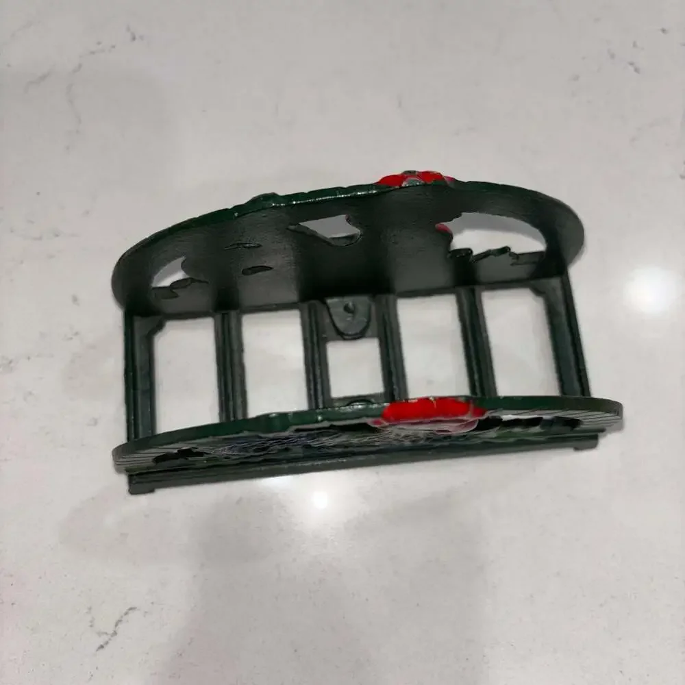ODI 2002 Cast Iron Painted Rooster Napkin Holder